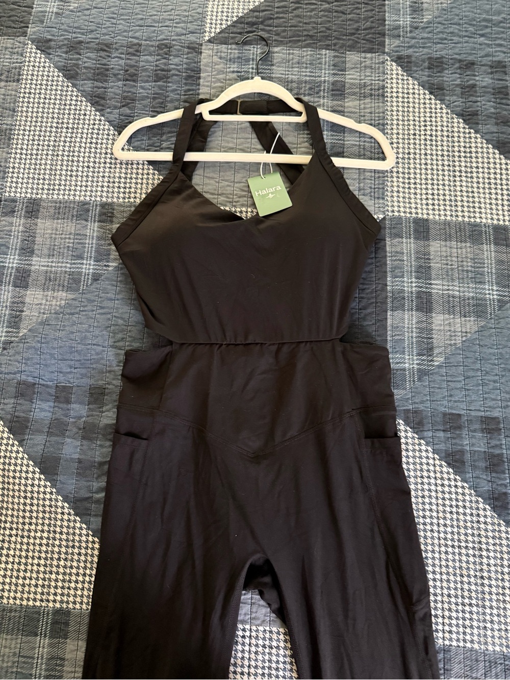 HALARA Black Halter Active Jumpsuit